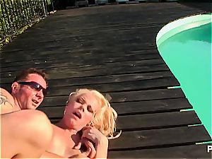 blond Sunny pounded in ass in bright daylight