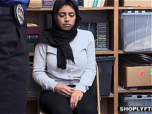 thick boobed hijab teenage gets a facial cumshot in the shop backoffice